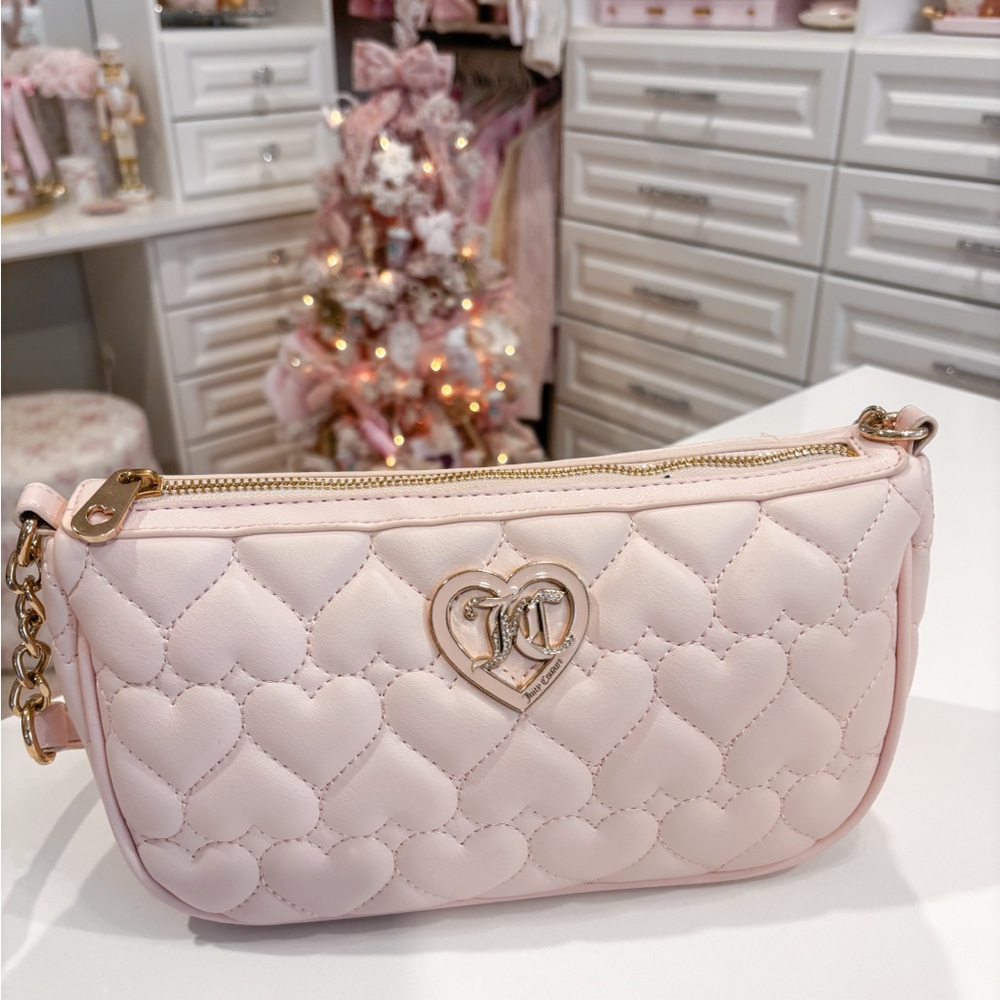 Juicy Couture Light Pink Heart Quilted Clutch